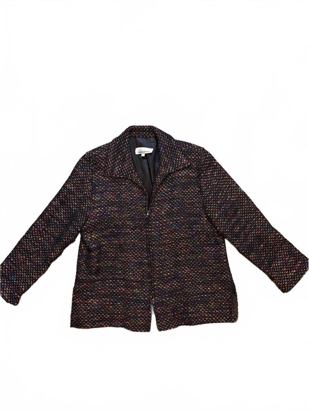 Vintage 90s Caroline Rose Multicolor Boucle Tweed Jacket Large Made in USA